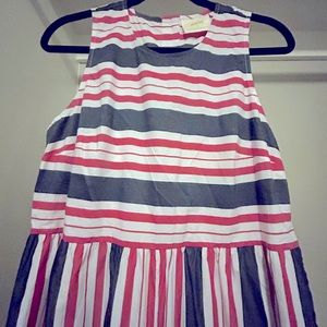 Red, White, and Black Striped Jumpsuit.